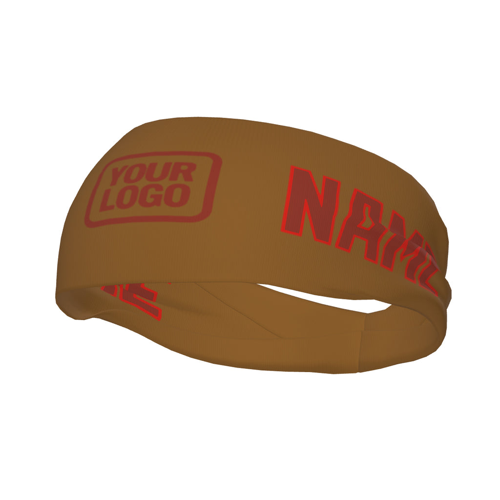 Custom Khaki Coral Red Sports headband