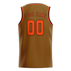 Custom Khaki & Orange Red Colors Design Sports Basketball Jersey