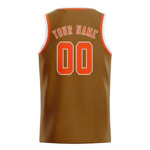 Custom Khaki & Orange Red Colors Design Sports Basketball Jersey