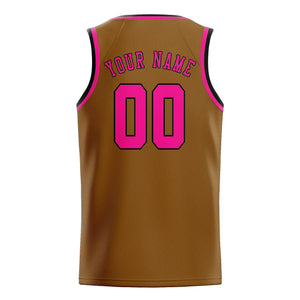 Custom Khaki & Pink Colors Design Sports Basketball Jersey