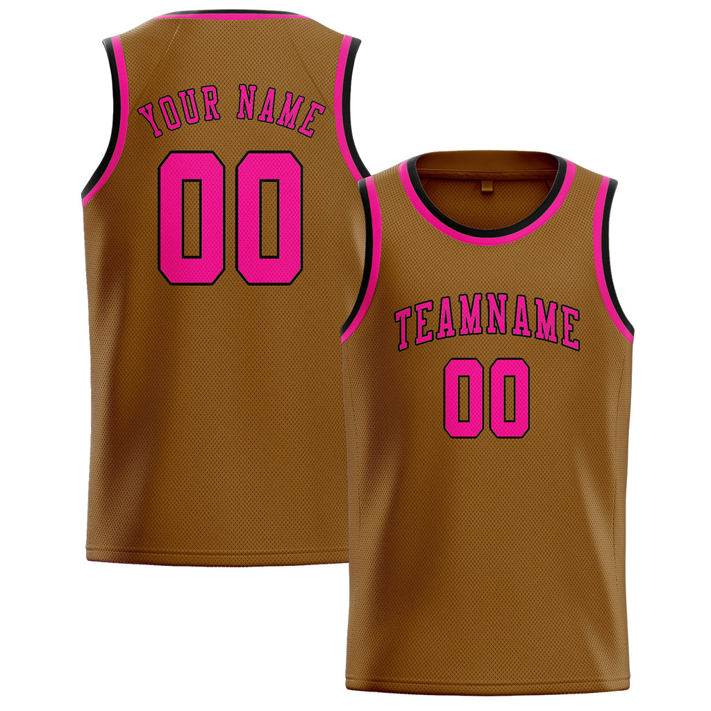 Custom Khaki & Pink Colors Design Sports Basketball Jersey