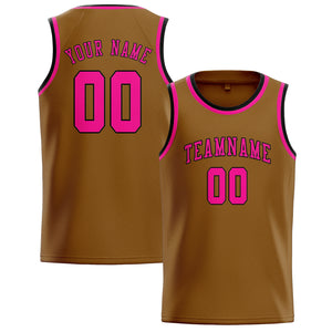 Custom Khaki & Pink Colors Design Sports Basketball Jersey