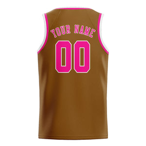Custom Khaki & Pink Colors Design Sports Basketball Jersey