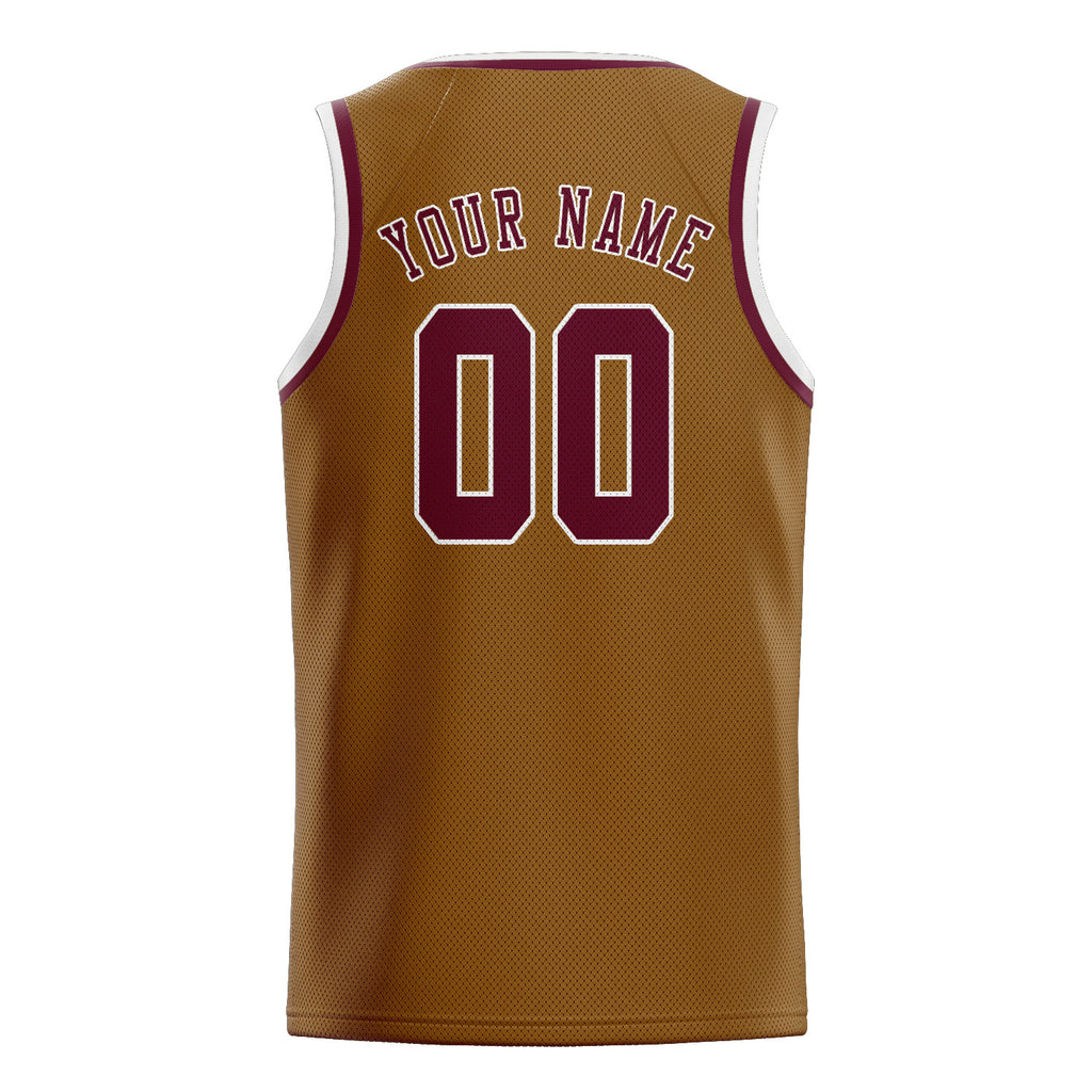 Custom Khaki & Crimson Red Colors Design Sports Basketball Jersey