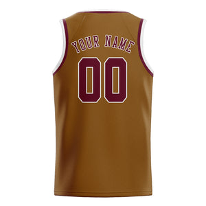 Custom Khaki & Crimson Red Colors Design Sports Basketball Jersey