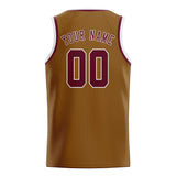 Custom Khaki & Crimson Red Colors Design Sports Basketball Jersey