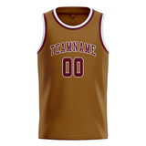 Custom Khaki & Crimson Red Colors Design Sports Basketball Jersey
