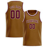 Custom Khaki & Crimson Red Colors Design Sports Basketball Jersey