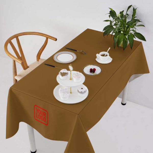 Custom Khaki Coral Red Square Table Cloth