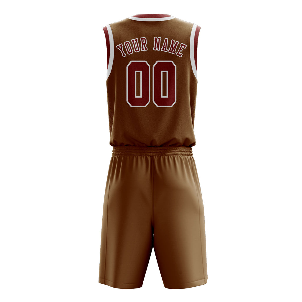 Custom Khaki Coral Red Basketball Set