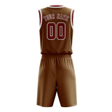 Custom Khaki Coral Red Basketball Set