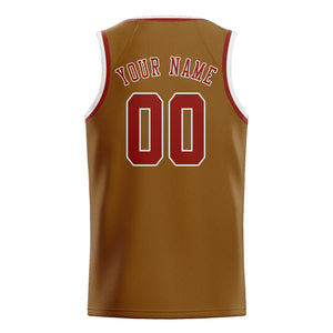 Custom Khaki & Coral Red Colors Design Sports Basketball Jersey