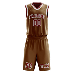 Custom Khaki Coral Red Basketball Set