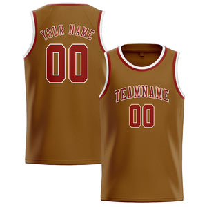 Custom Khaki & Coral Red Colors Design Sports Basketball Jersey