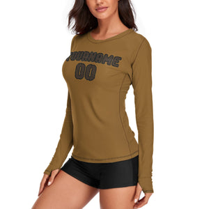 Custom Khaki Brown Women's Long-Sleeve Shirt