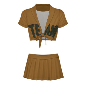 Custom Khaki Olive Cheerleading Uniform Set