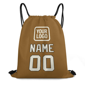 Custom Khaki Cream Drawstring Bag
