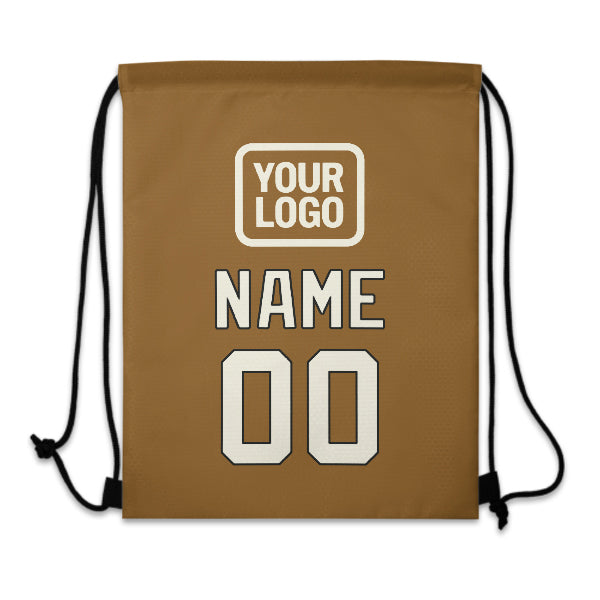 Custom Khaki Cream Drawstring Bag