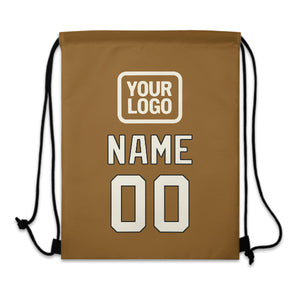 Custom Khaki Cream Drawstring Bag