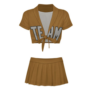 Custom Khaki Gray Cheerleading Uniform Set