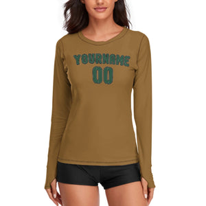 Custom Khaki Green Women's Long-Sleeve Shirt