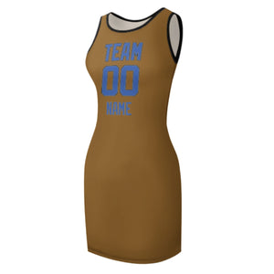 Custom Khaki Sky Blue Sleeveless Vest Dress