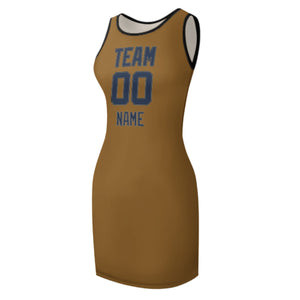 Custom Khaki Blue Sleeveless Vest Dress