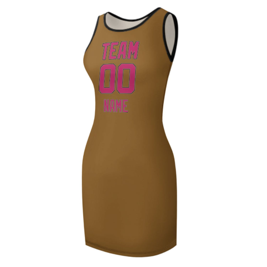 Custom Khaki Pink Sleeveless Vest Dress