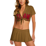 Custom Khaki Red Cheerleading Uniform Set