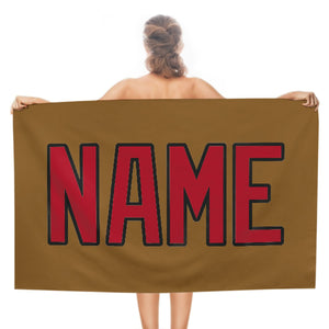 Custom Khaki Red Beach Towel