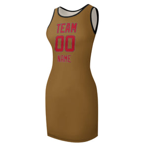 Custom Khaki Red Sleeveless Vest Dress