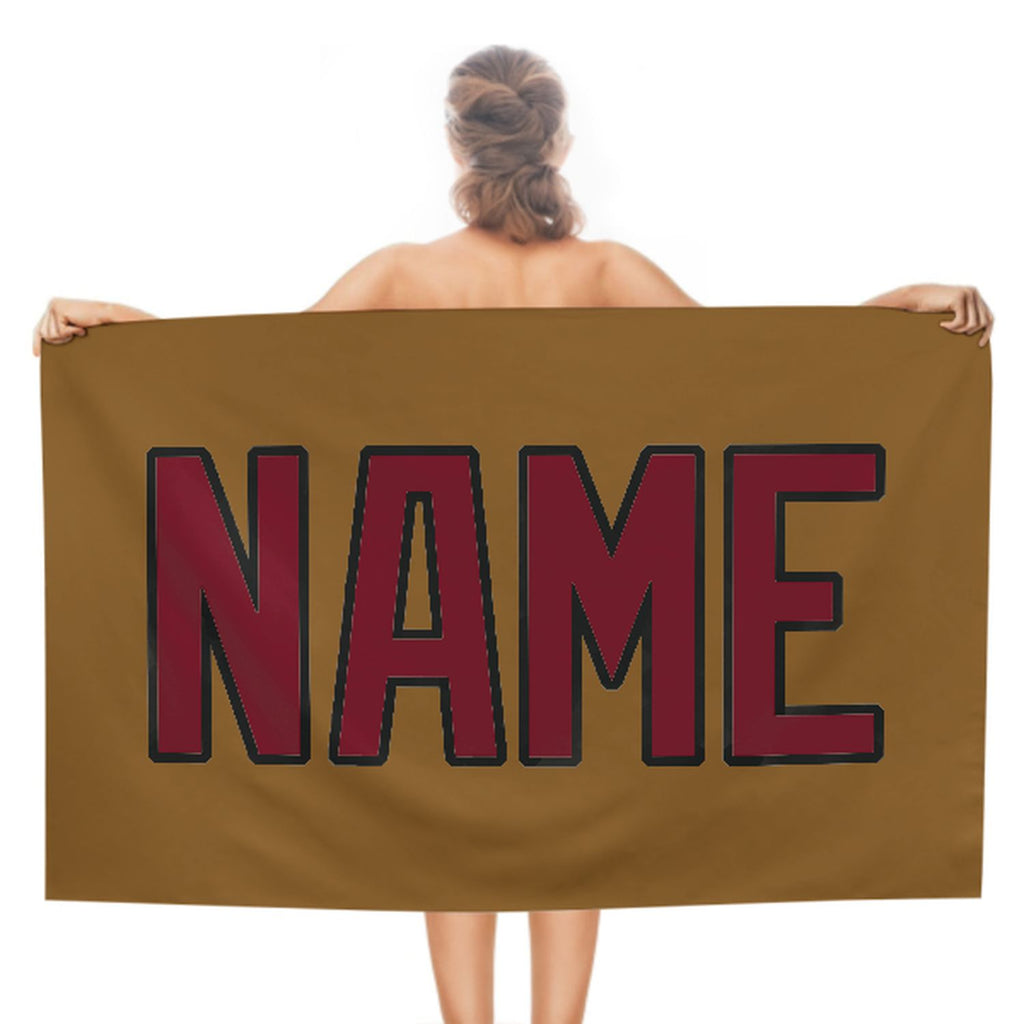 Custom Khaki Crimson Red Beach Towel