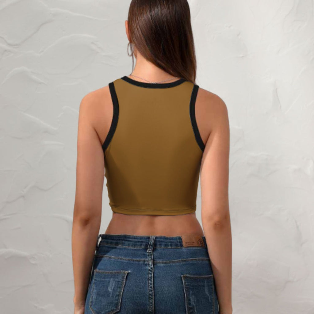 Custom Khaki Crimson Red Sleeveless Tank Top