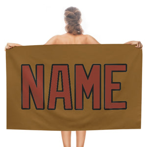 Custom Khaki Coral Red Beach Towel