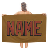 Custom Khaki Coral Red Beach Towel