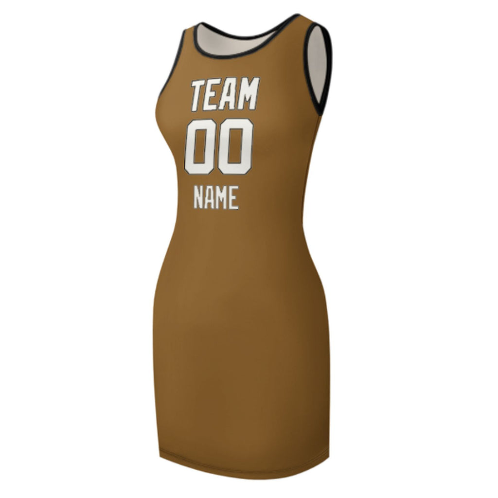 Custom Khaki White Sleeveless Vest Dress