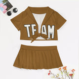Custom Khaki White Cheerleading Uniform Set