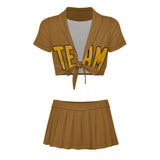 Custom Khaki Yellow Cheerleading Uniform Set