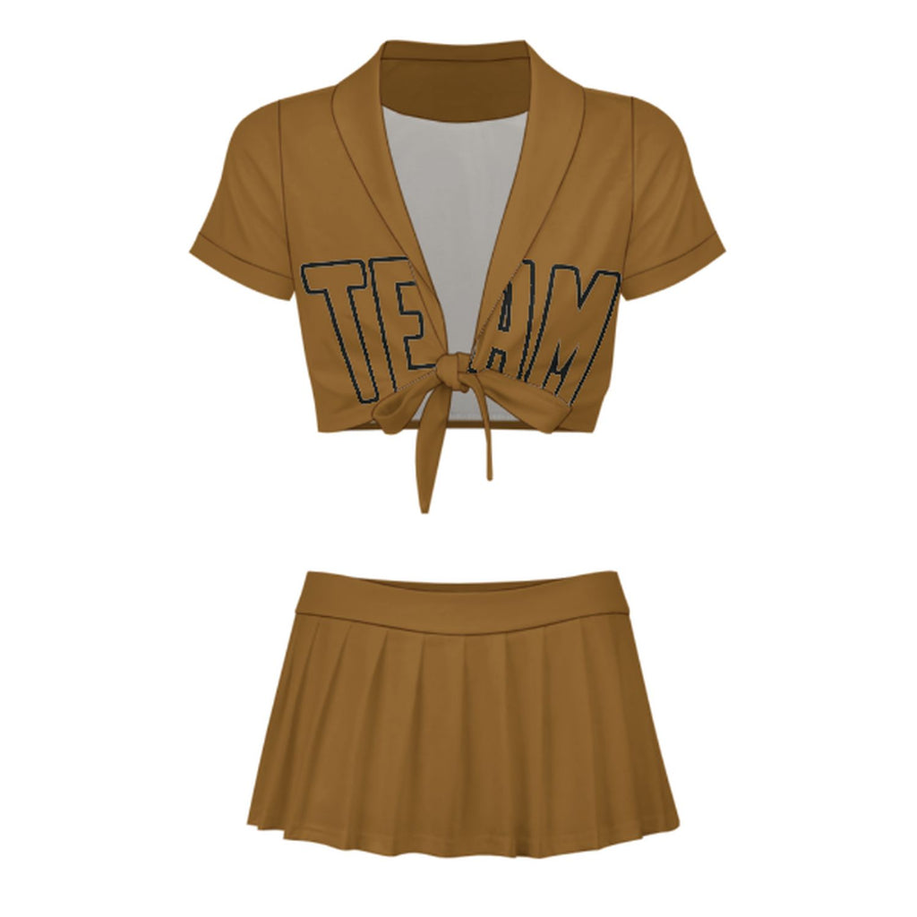 Custom Khaki Khaki Cheerleading Uniform Set