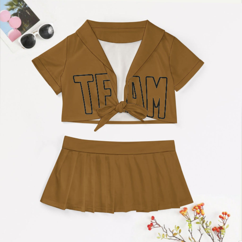 Custom Khaki Khaki Cheerleading Uniform Set
