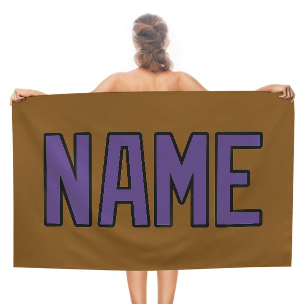 Custom Khaki Light Purple Beach Towel