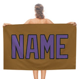 Custom Khaki Light Purple Beach Towel