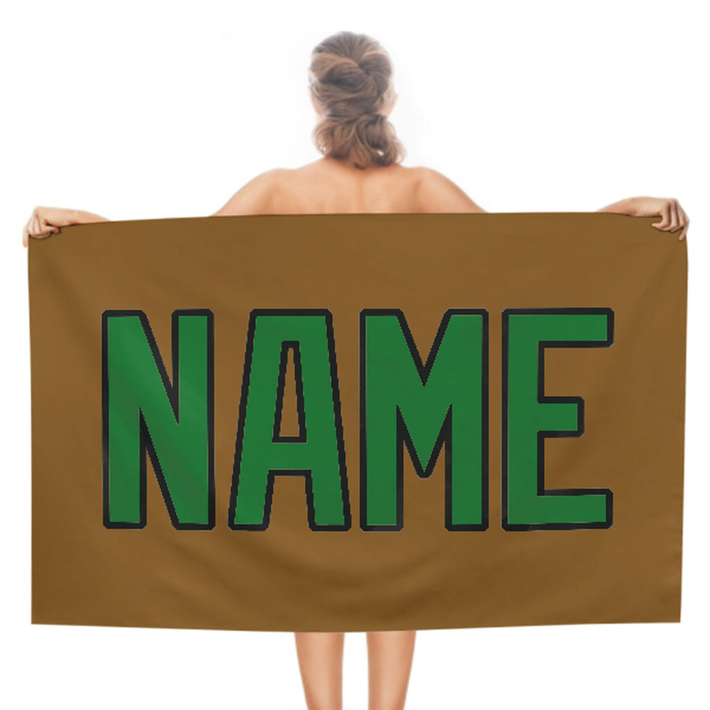 Custom Khaki Emerald Green Beach Towel