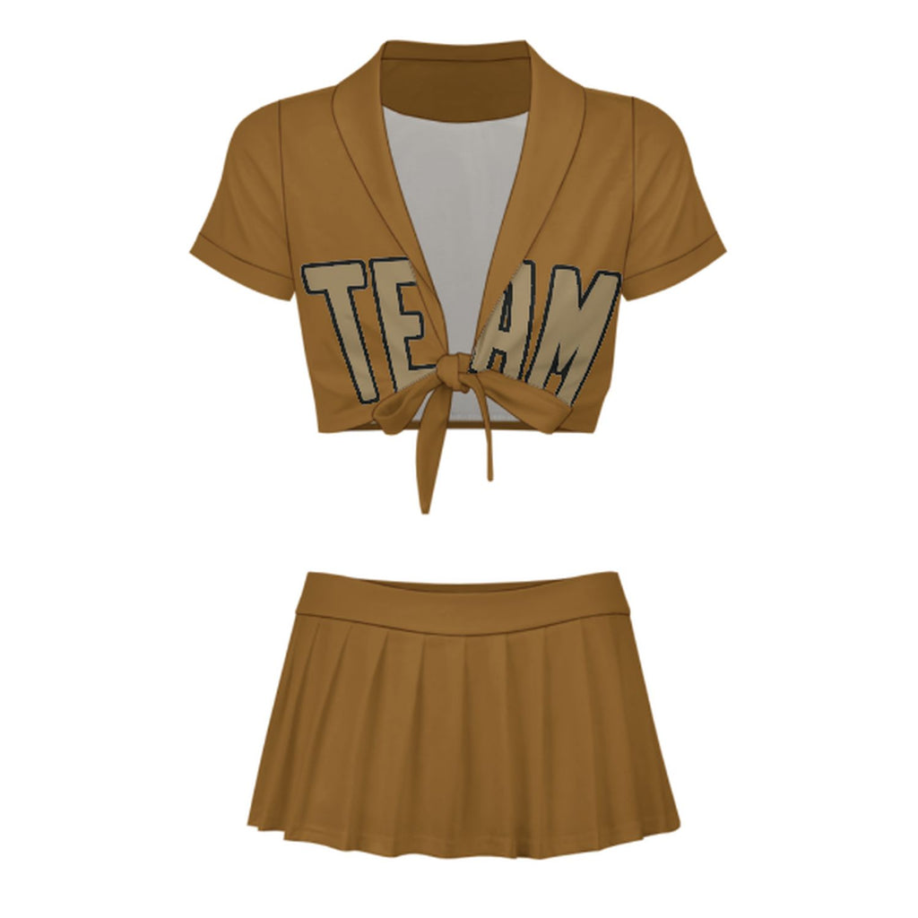 Custom Khaki Light Khaki Cheerleading Uniform Set