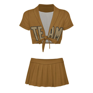 Custom Khaki Light Khaki Cheerleading Uniform Set