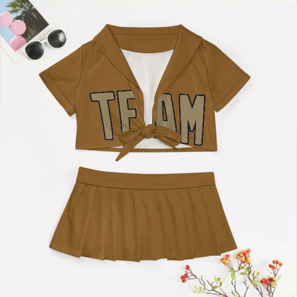 Custom Khaki Light Khaki Cheerleading Uniform Set