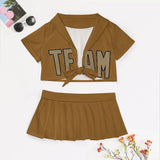 Custom Khaki Light Khaki Cheerleading Uniform Set