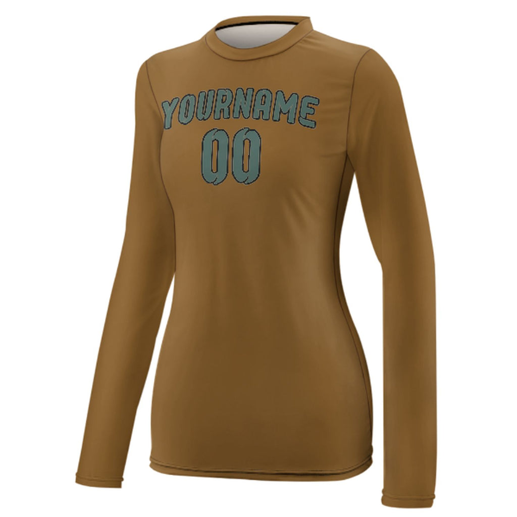 Custom Khaki Blue Green Women's Long-Sleeve Shirt