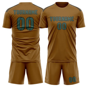 Custom Khaki Blue Green Soccer Jersey