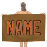 Custom Khaki Orange Beach Towel